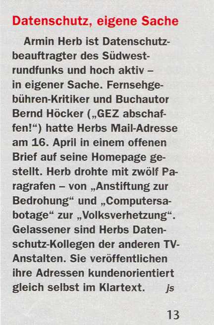 Focus Nr. 17 vom 23.4.07 Seite 13